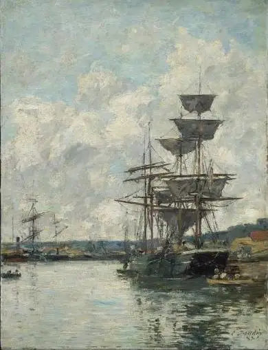 Bateaux au Havre - Eugène Boudin image 1 copie de tableau peinte à la main