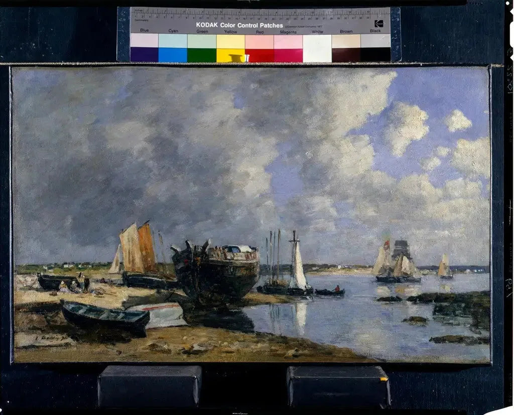 Bateaux au mouillage et à la tête de pont - Eugène Boudin image 1 reproduction artisanale de tableau