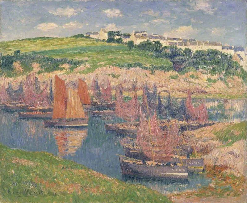 Bateaux de pêche à Douelan - Henry Moret image 1 tableau peint à l’huile sur toile