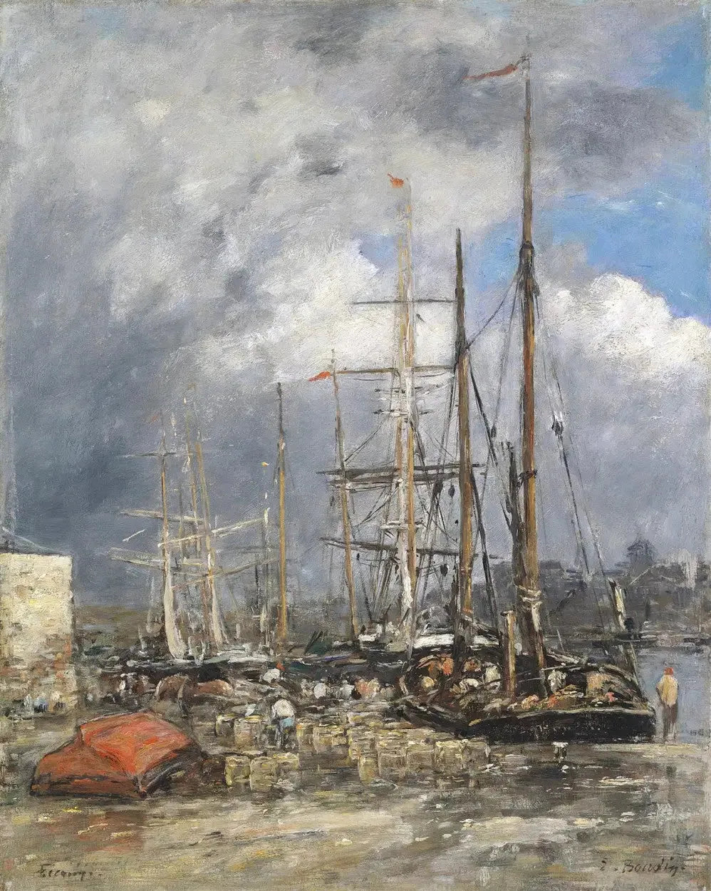 Bateaux de pêche à Fécamp - Eugène Boudin image 1 reproduction de peinture à l’huile