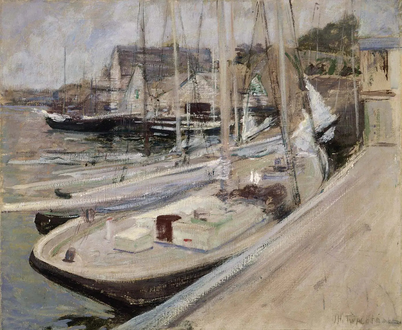 Bateaux de pêche à Gloucester - John Henry Twachtman image 1 reproduction artisanale de tableau