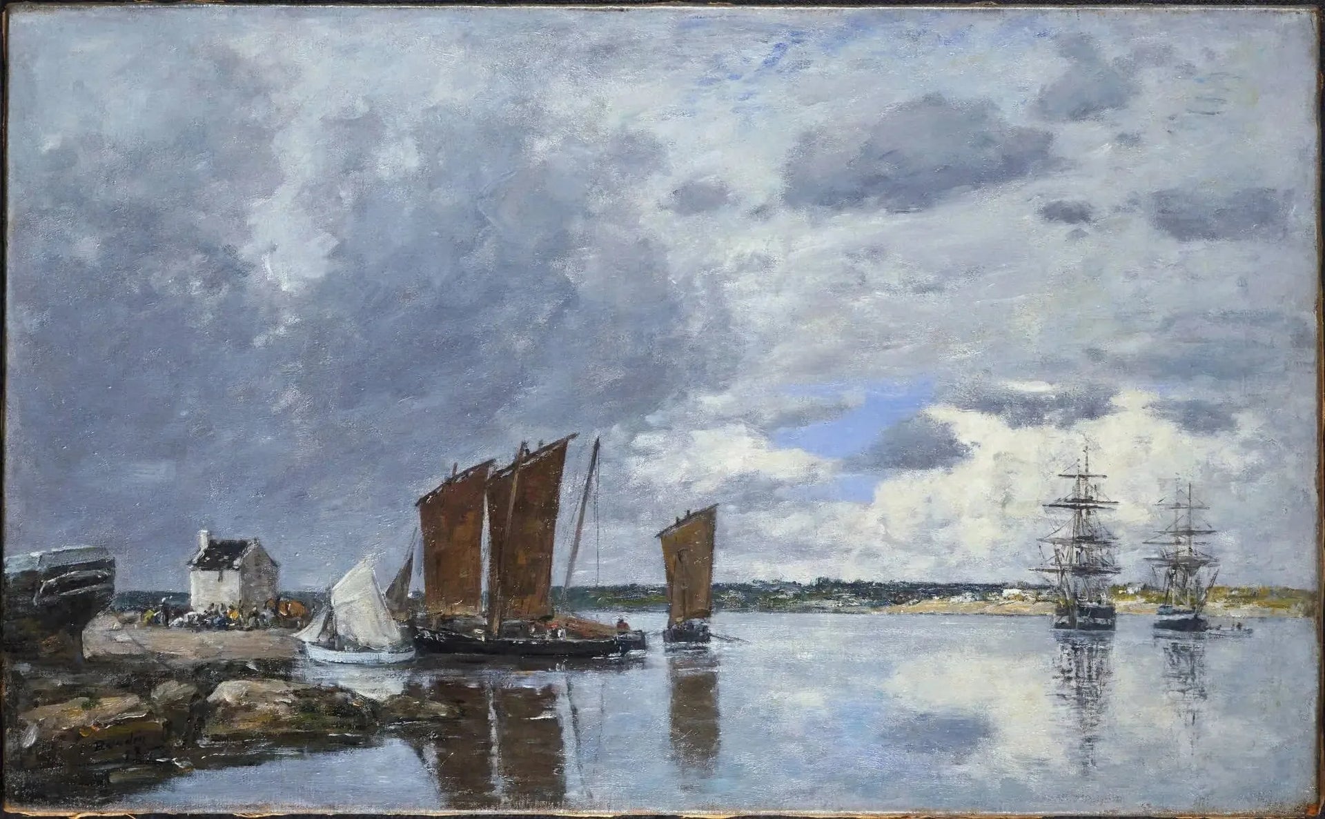 Bateaux de pêche à Kerhor - Eugène Boudin image 1 tableau peint à l’huile sur toile