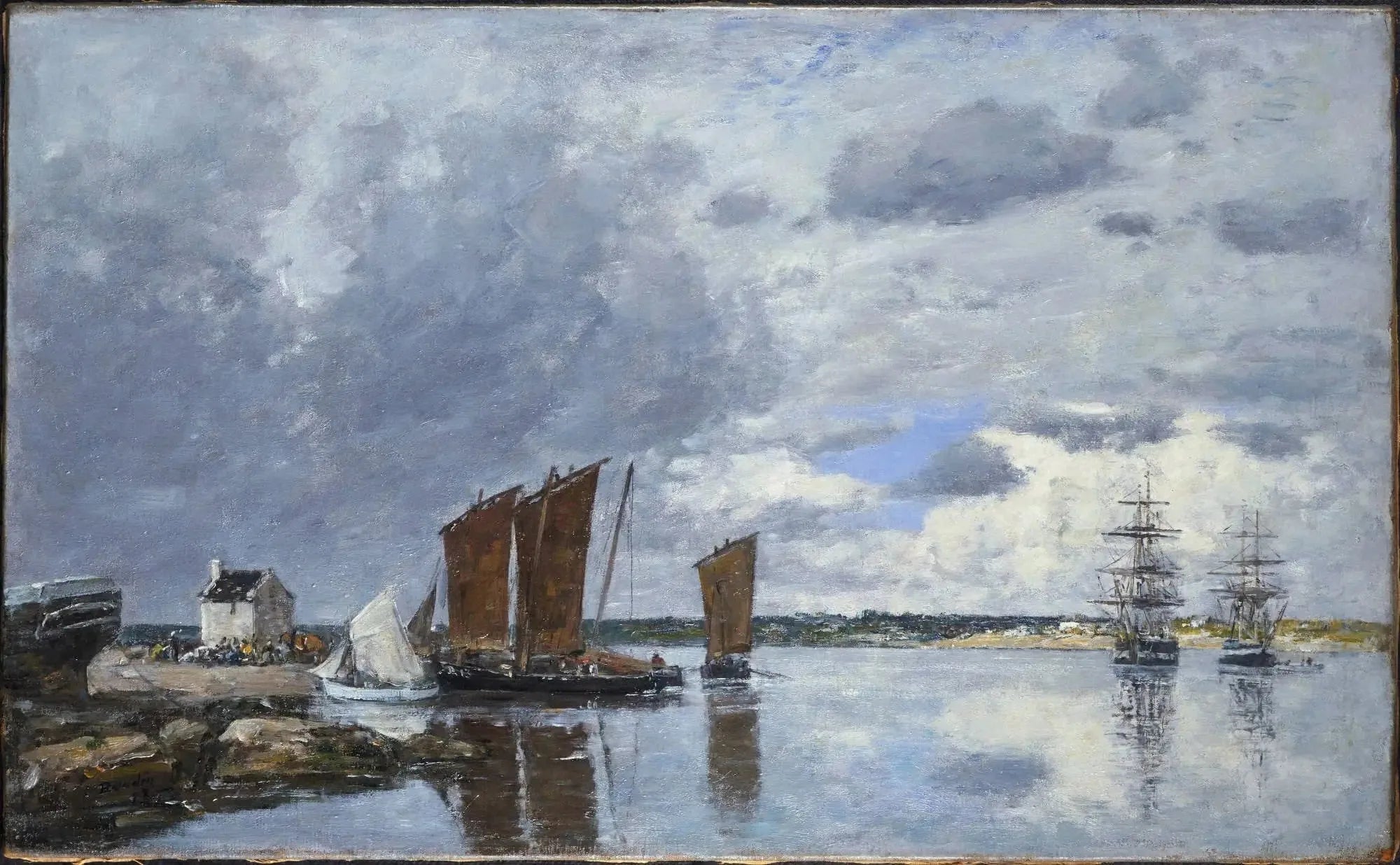 Bateaux de pêche à Kerhor - Eugène Boudin image 1 tableau peint à l’huile sur toile