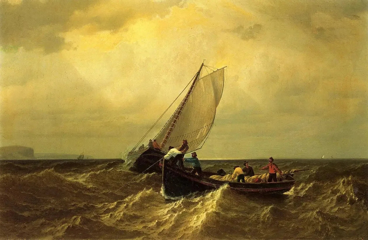 Bateaux de pêche dans la baie de Fundy - William Bradford image 1 reproduction de peinture à l’huile