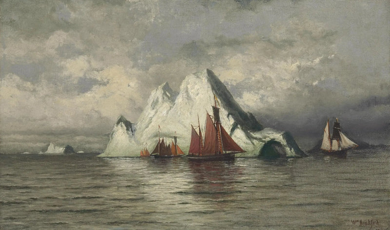 Bateaux de pêche et icebergs - William Bradford