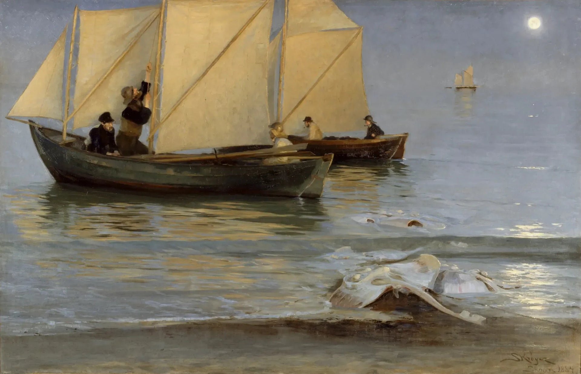 Bateaux de pêche - Peder Severin Krøyer image 1 reproduction de peinture à l’huile