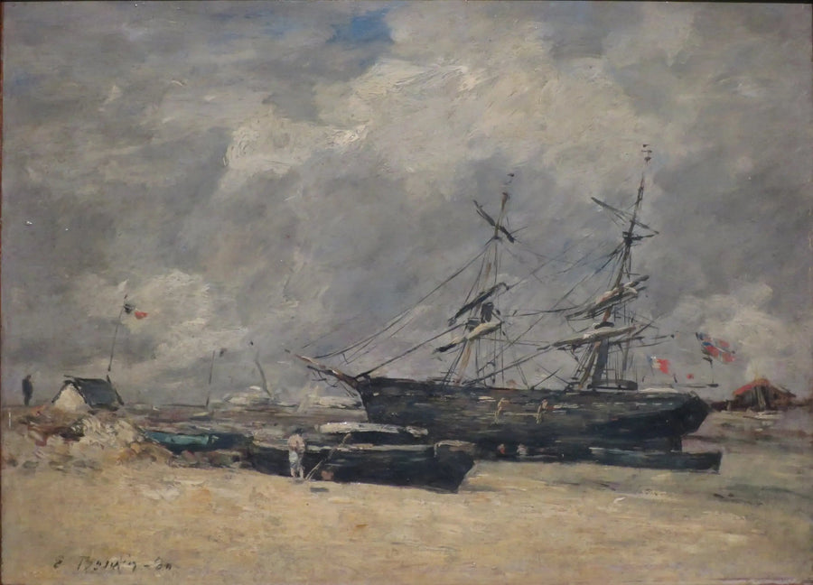 Bateaux de pêche sur la plage. Trouville, marée basse - Eugène Boudin