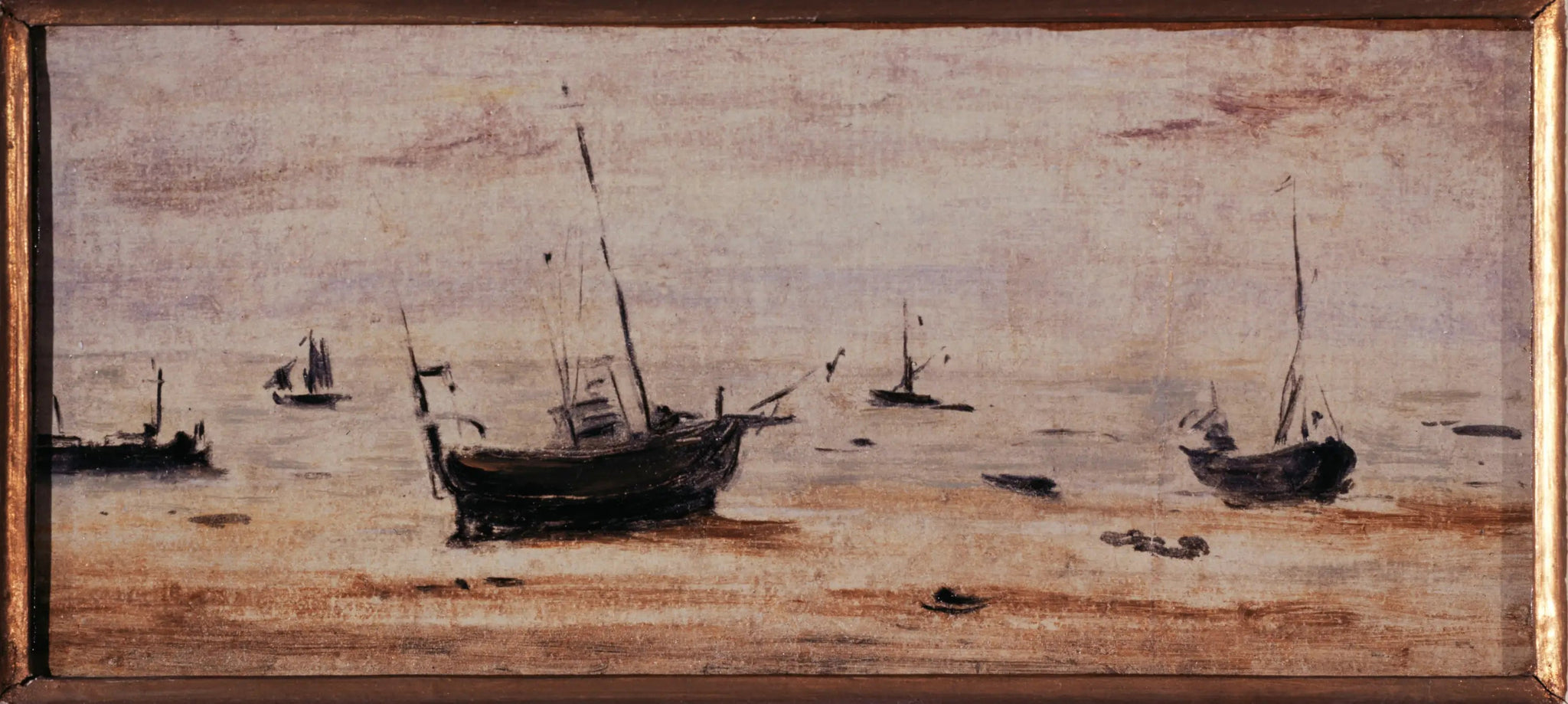 Bateaux échoués à marée basse - Eugène Boudin image 1 copie de tableau peinte à la main