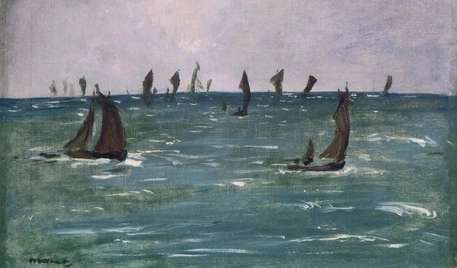 Bateaux en Mer, Golfe de Gascogne - Édouard Manet image 1 copie peinte à la main à l’huile