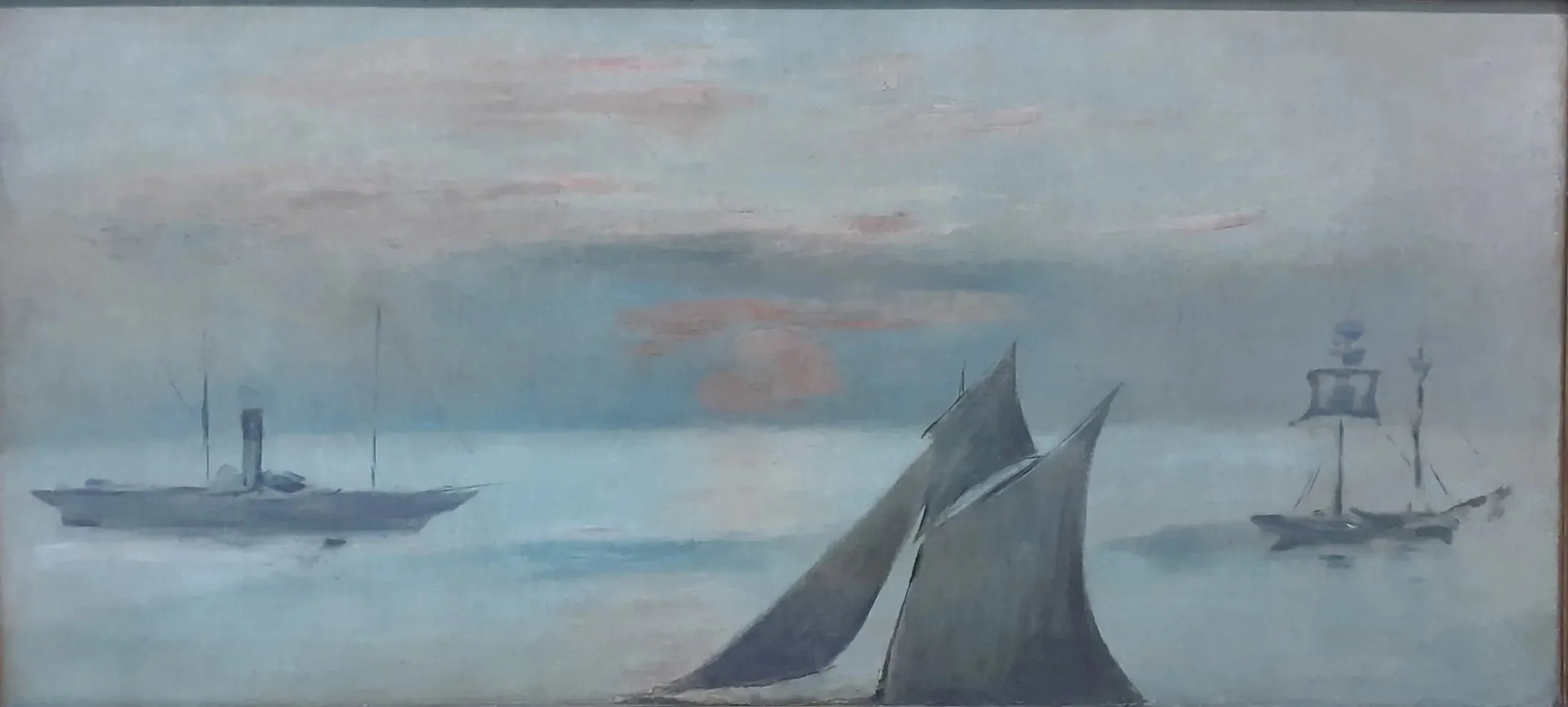 Bateaux en mer, soleil couchant (Édouard Manet) - Édouard Manet image 1 copie peinte à la main à l’huile