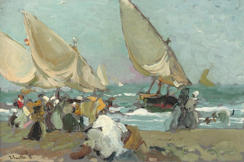Bateaux sur la plage de Valence - Joaquín Sorolla