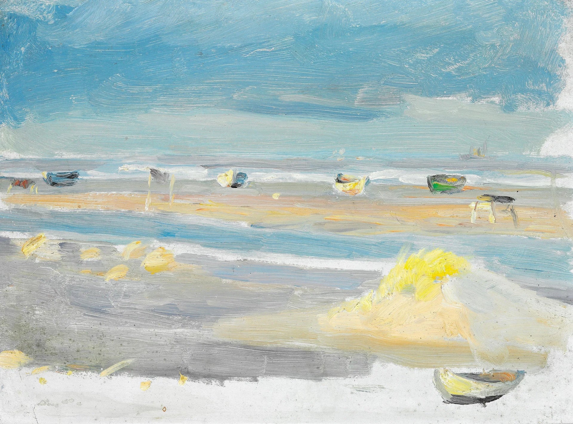 Bateaux sur la plage, Skagen. - Anna Ancher image 1 copie peinte à la main à l’huile