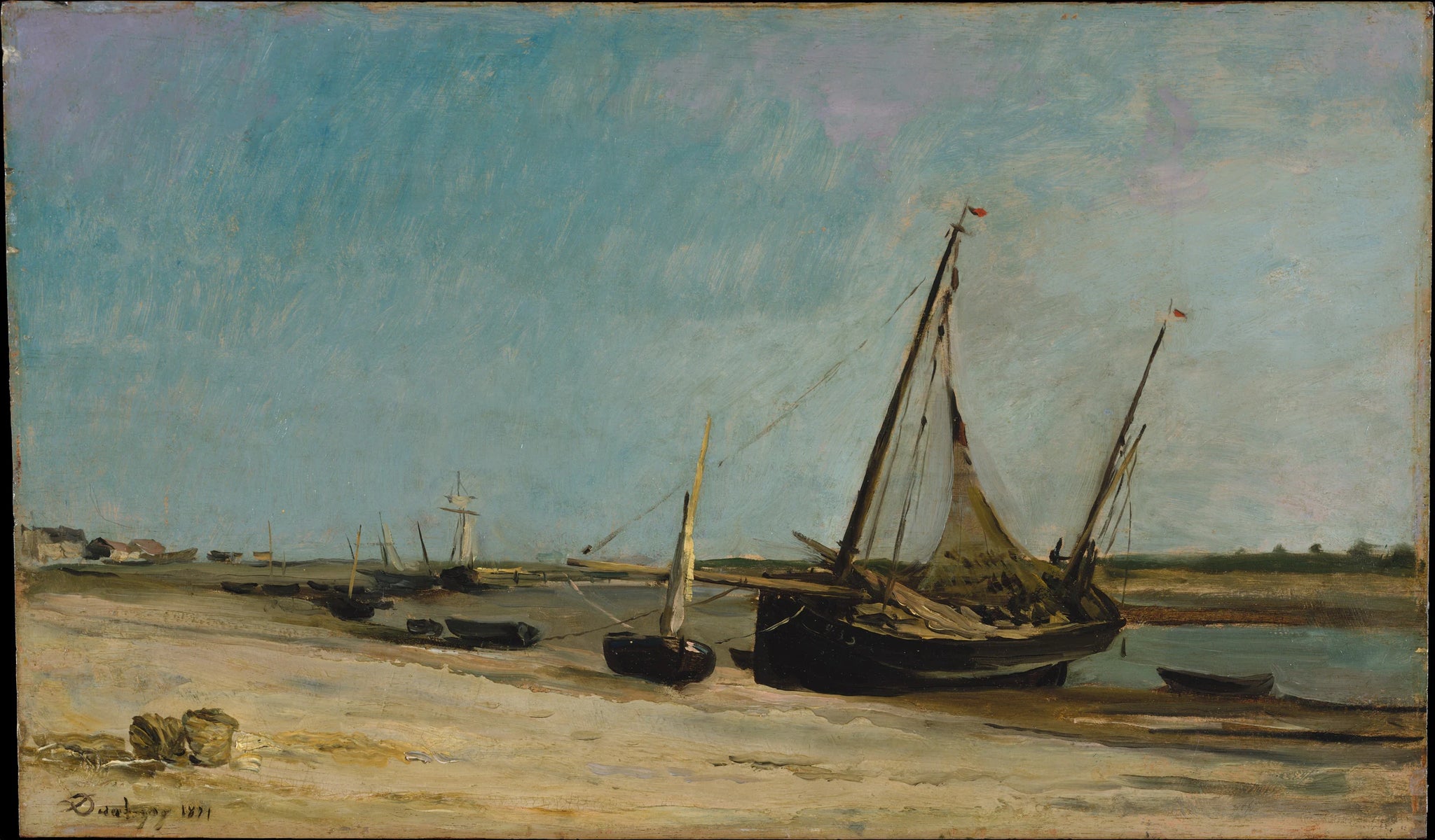 Bateaux sur le littoral à Étaples - Charles-François Daubigny