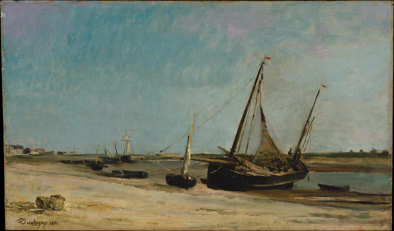 Bateaux sur le littoral à Étaples - Charles-François Daubigny