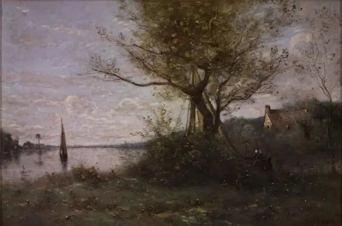 Batelier de l'île - Jean-Baptiste Camille Corot image 1 reproduction de peinture à l’huile