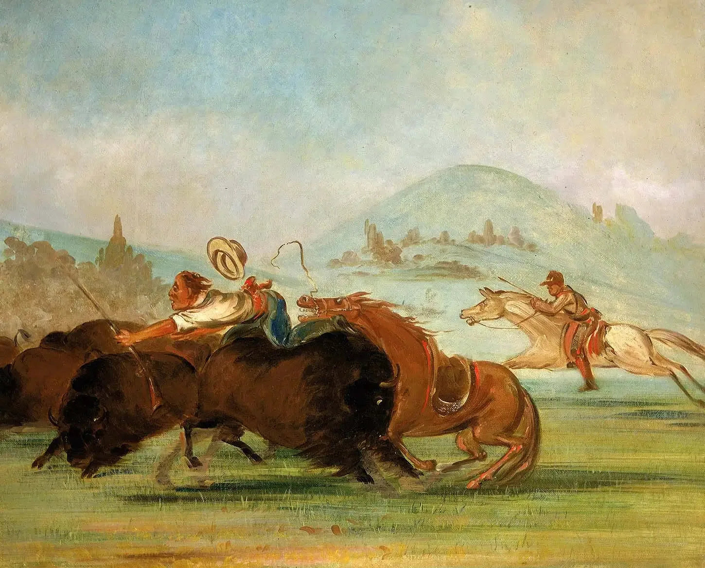 Batiste et moi, Running Buffalo, embouchure du Yellowstone - George Catlin image 1 tableau peint à l’huile sur toile