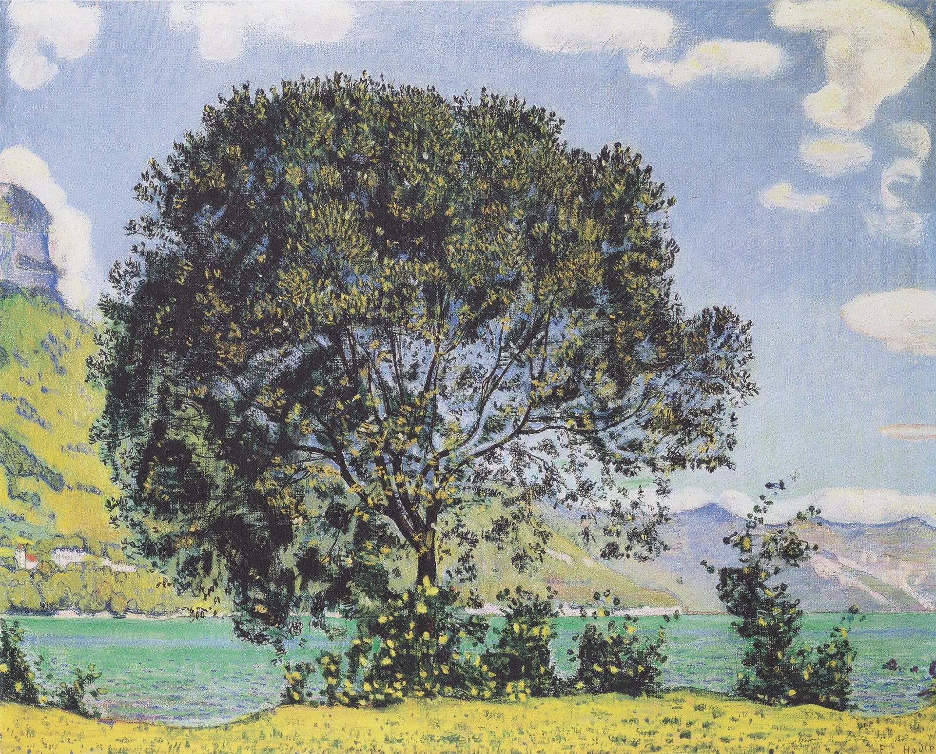 Baum am Brienzersee vom Bödeli aus - Ferdinand Hodler image 1 copie de tableau peinte à la main