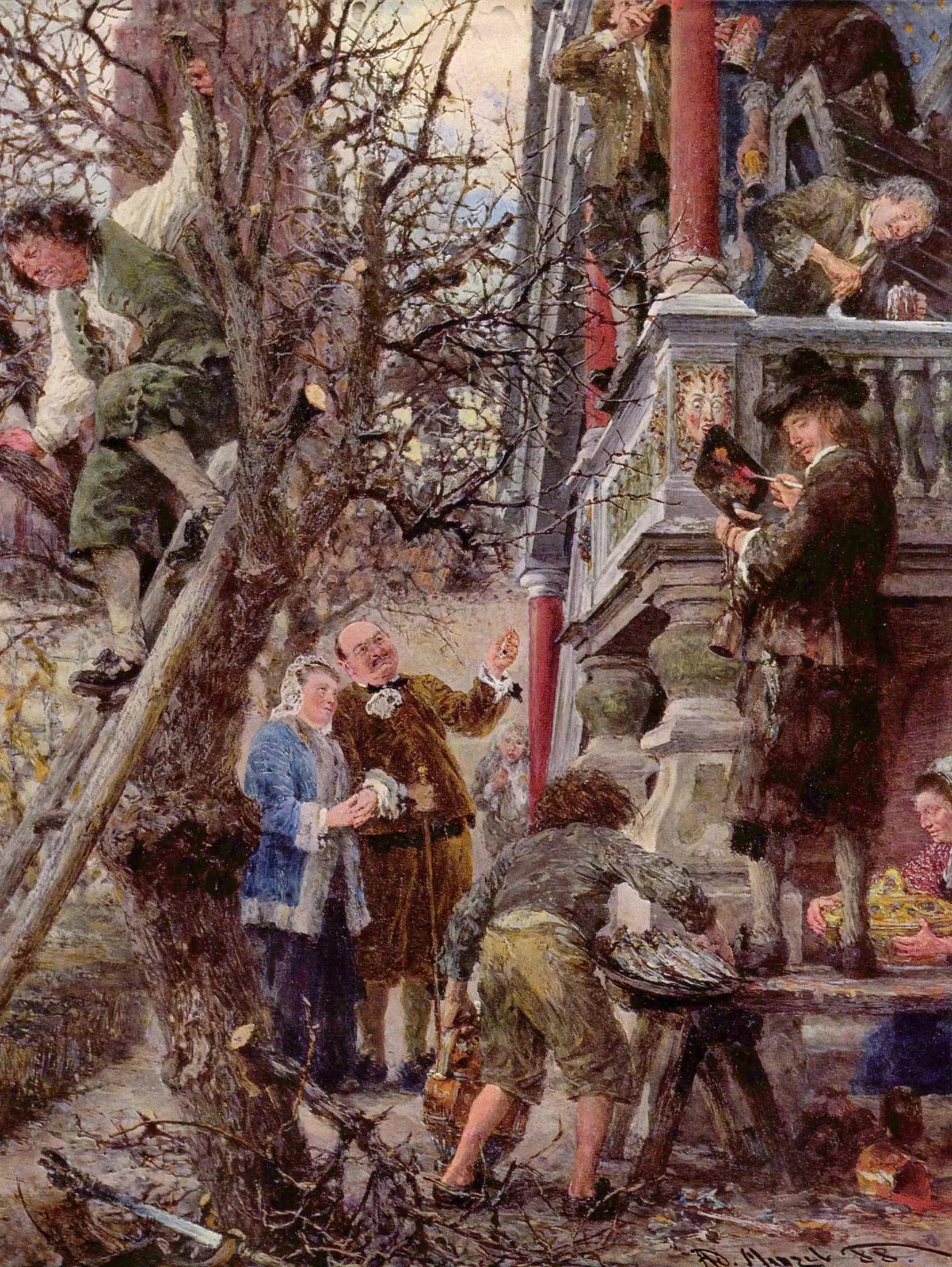 Beati Possidentes (Bienheureux ceux qui ont) - Adolph von Menzel image 1 copie peinte à la main à l’huile