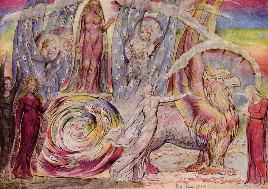 Béatrice s'adresse à Dante depuis la voiture - William Blake