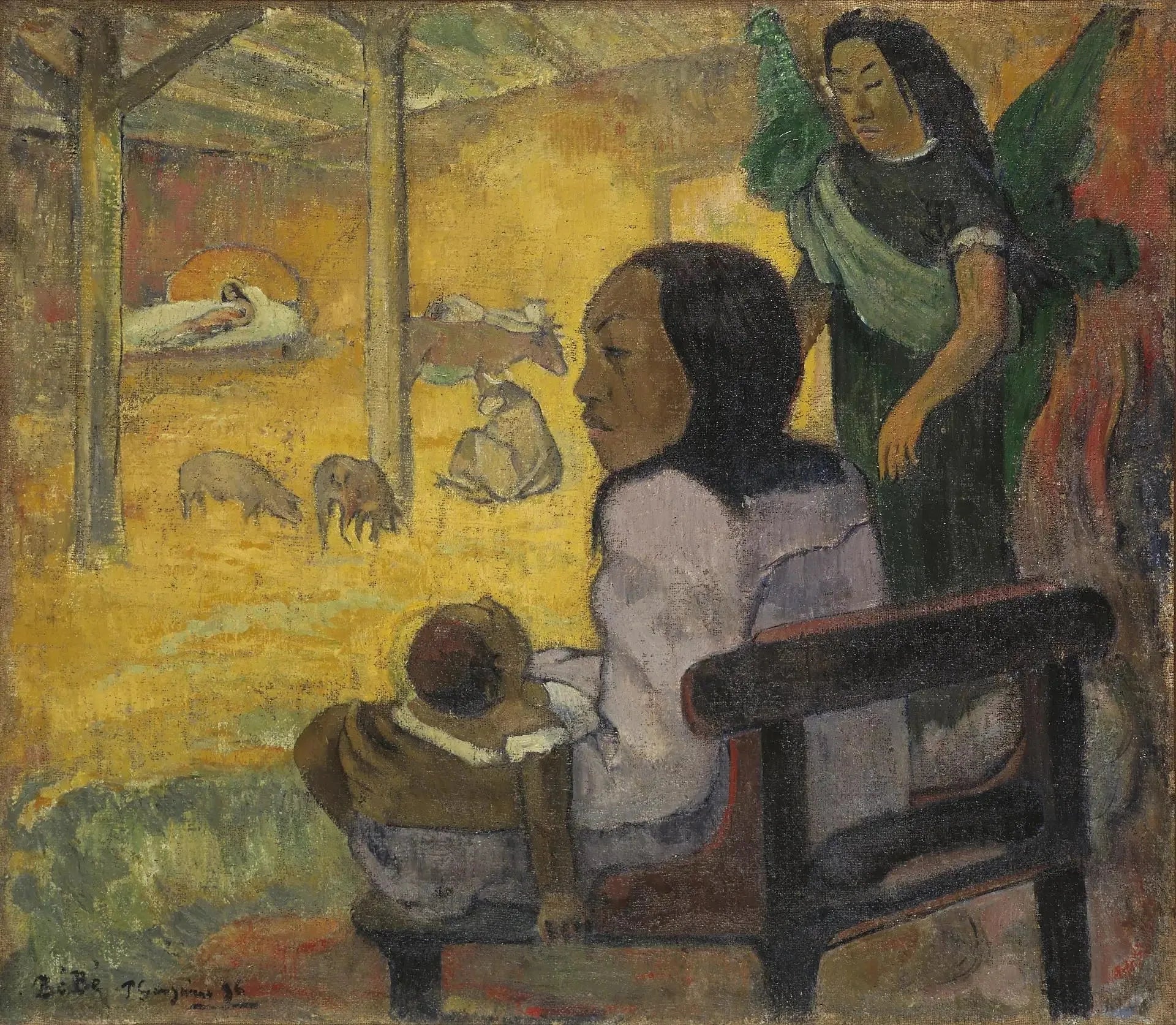 Bébé, ou Naissance du Christ à la tahitienne - Paul Gauguin image 1 reproduction de peinture à l’huile