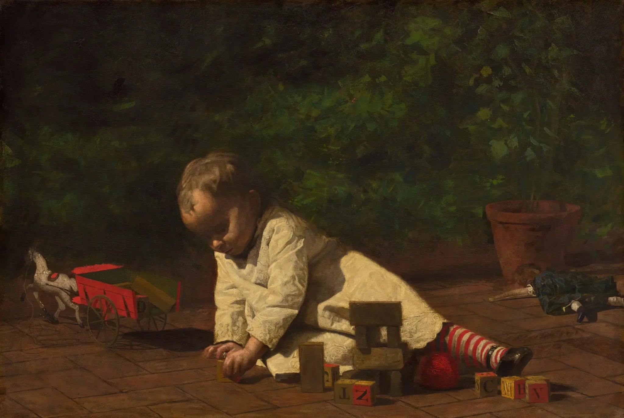 Bébé qui joue - Thomas Eakins image 1 reproduction de peinture à l’huile