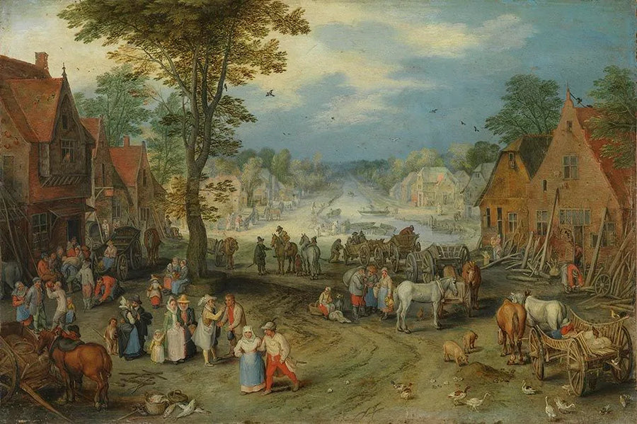 Belebter Dorfplatz - Jan Brueghel l’Ancien