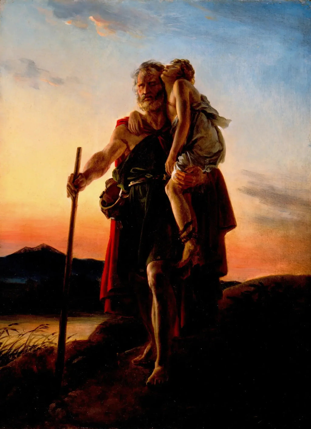 Bélisaire porte son guide piqué par un serpent - François Gérard image 2 copie peinte à la main à l’huile