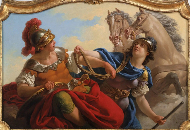 Bellone présentant les rênes de ses chevaux à Mars - Louis Jean François Lagrenée