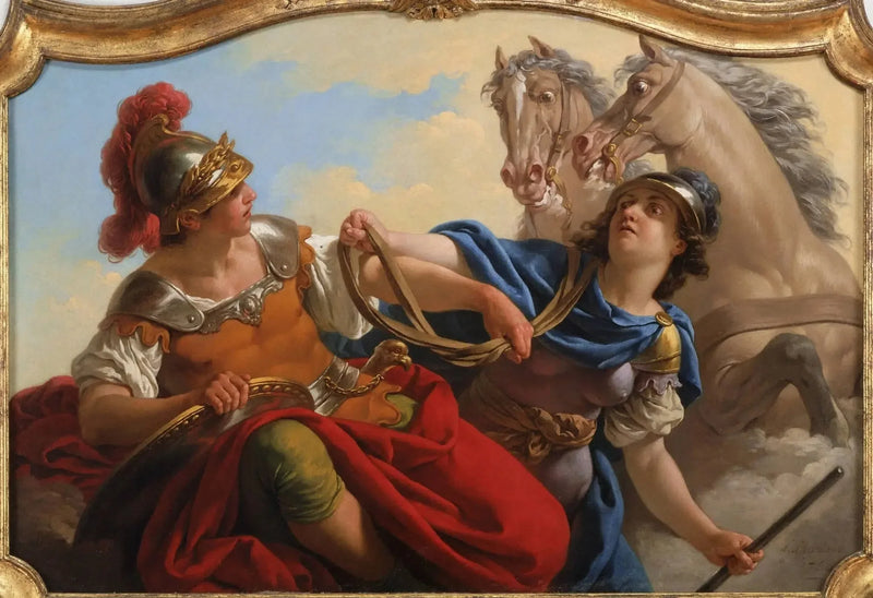 Bellone présentant les rênes de ses chevaux à Mars - Louis Jean François Lagrenée