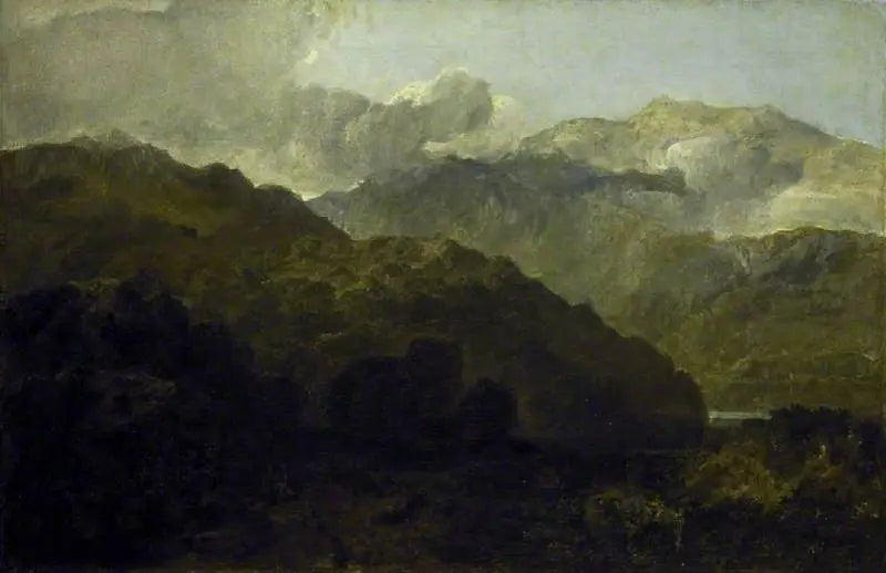 Ben Lomond Mountains, Scotland: The Traveller - Vide Ossian's War of Caros - J. M. W. Turner image 1 copie de tableau peinte à la main