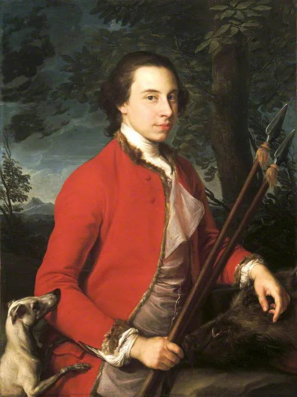 Benjamin Lethieullier MP (1728/9-1797), avec deux lances à sanglier - Pompeo Batoni image 1 tableau peint à l’huile sur toile