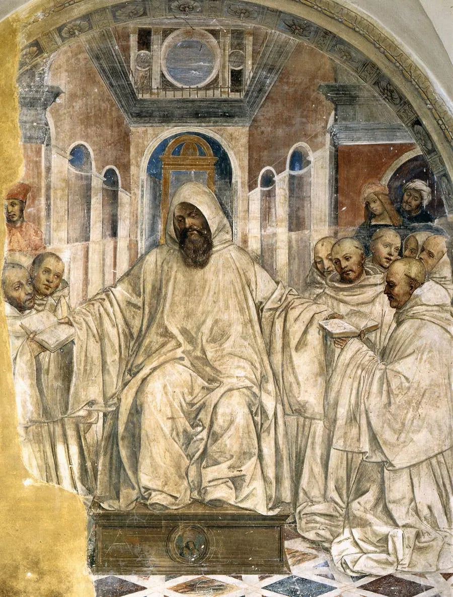Benoît présente sa règle aux moines olivâtres. - Il Sodoma (Giovanni Antonio Bazzi)