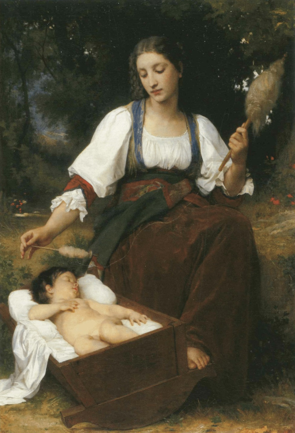 Berceuse, Italienne filant (1875) - Bouguereau