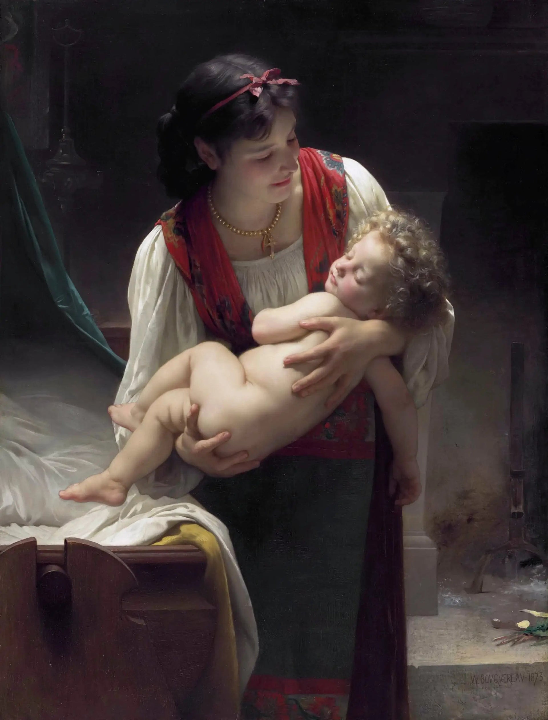 Berceuse (Le coucher) - Bouguereau image 1 tableau peint à l’huile sur toile
