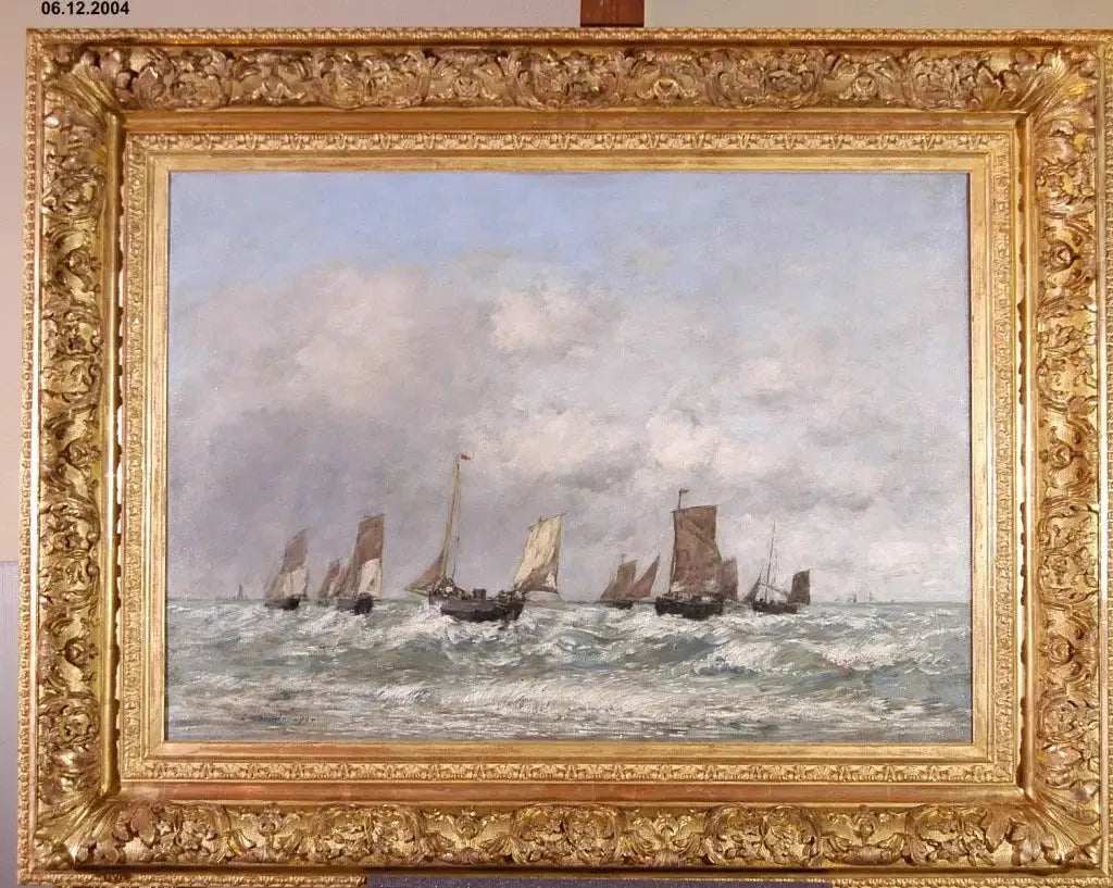 Berck : le départ des barques - Eugène Boudin image 2 reproduction artisanale de tableau