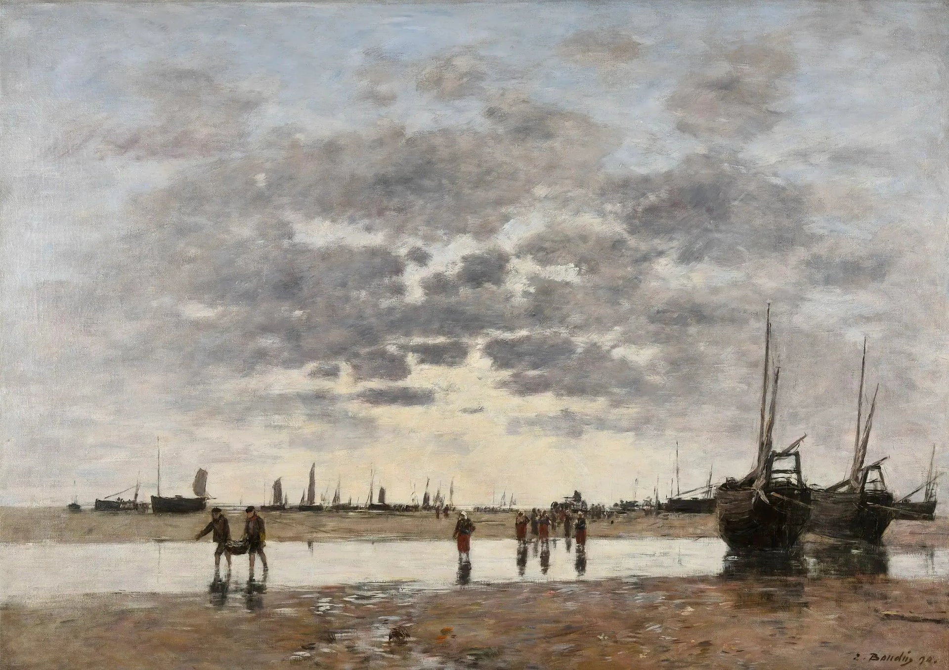Berck : le retour des barques - Eugène Boudin image 1 copie de tableau peinte à la main