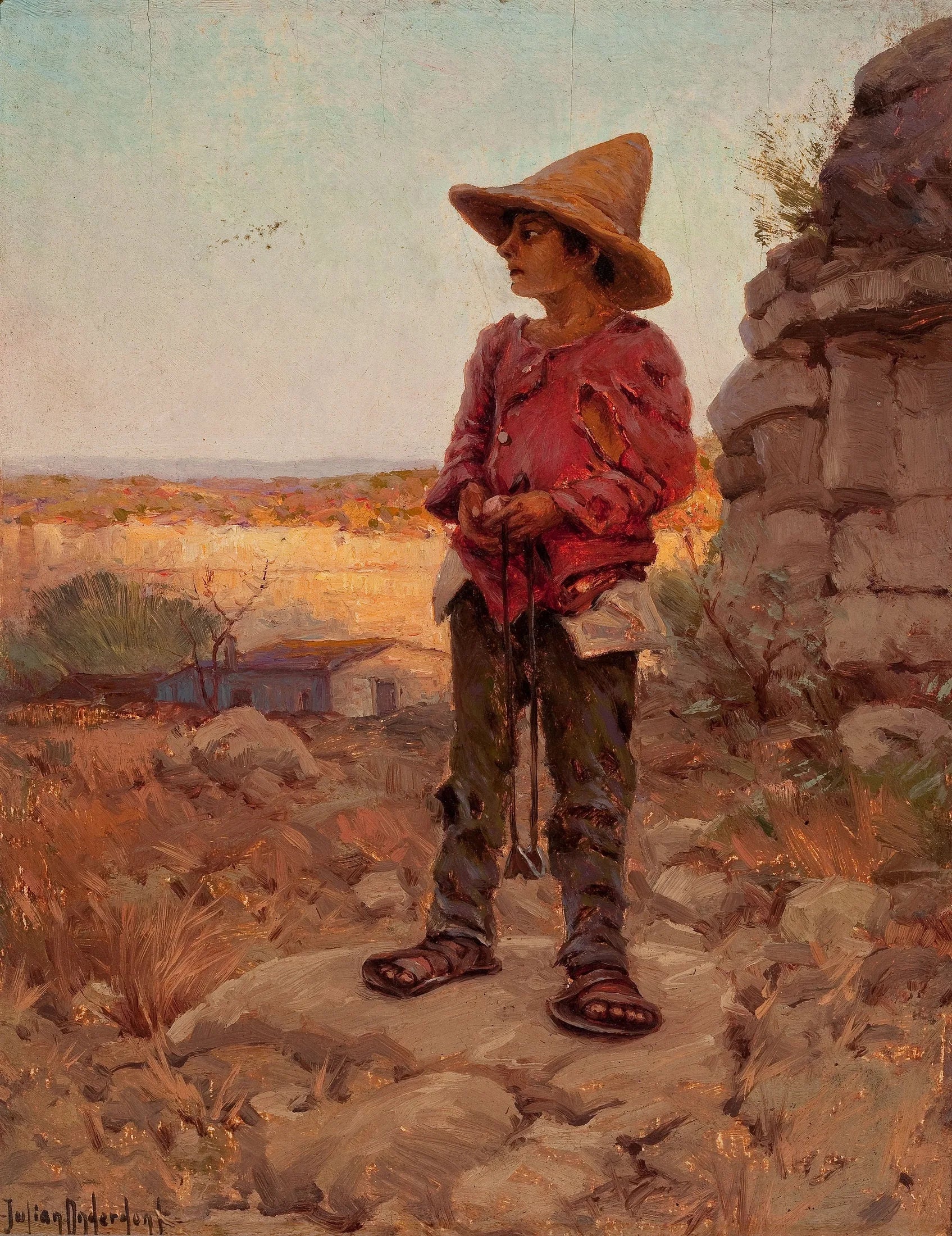 Berger de chèvres à la carrière de San Antonio - Julian Onderdonk image 1 tableau peint à l’huile sur toile