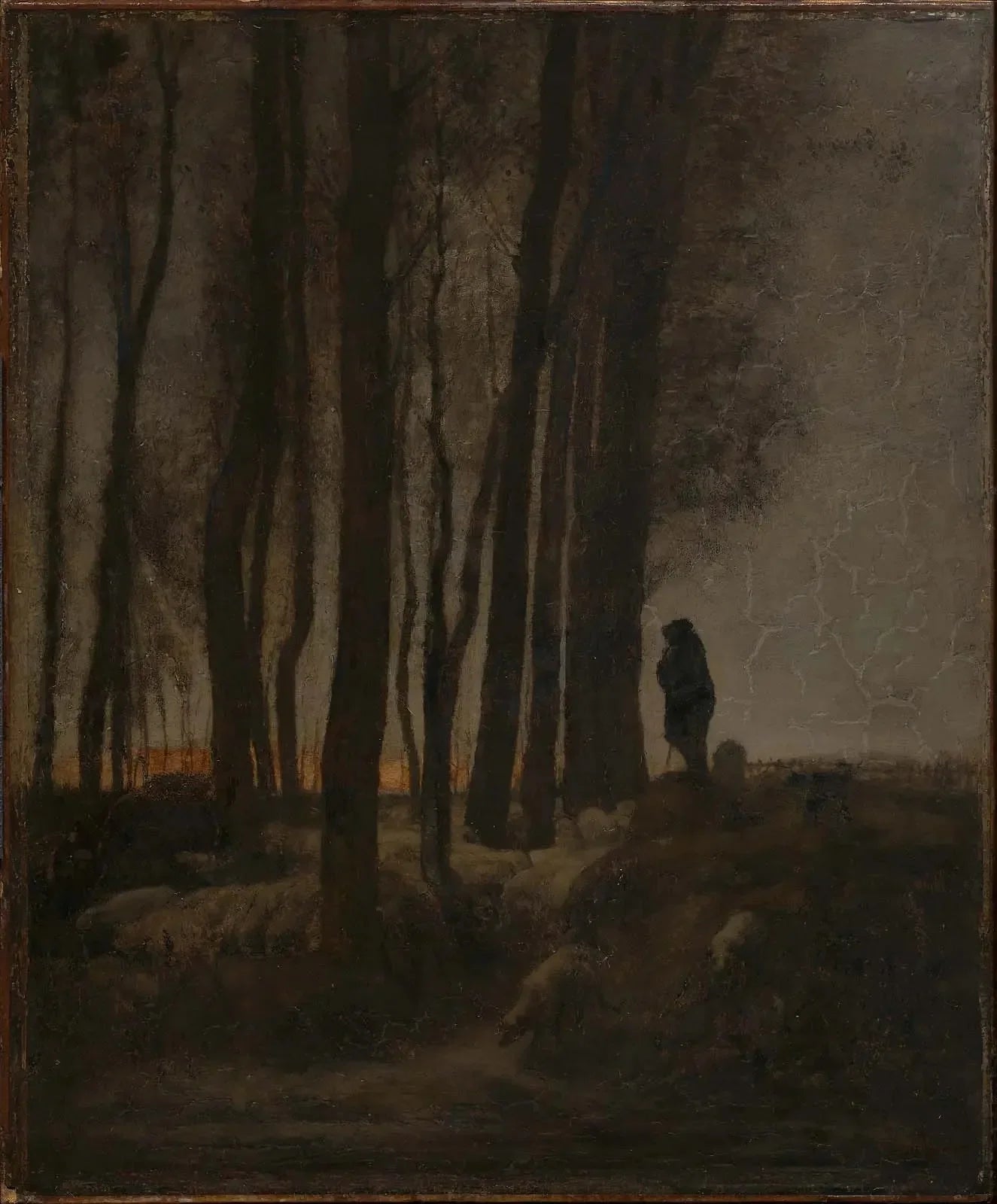 Berger et troupeau à la lisière de la forêt, le soir - Jean-François Millet image 1 tableau peint à l’huile sur toile