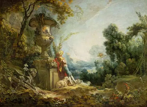 Berger gardant ses moutons - François Boucher image 1 reproduction de peinture à l’huile