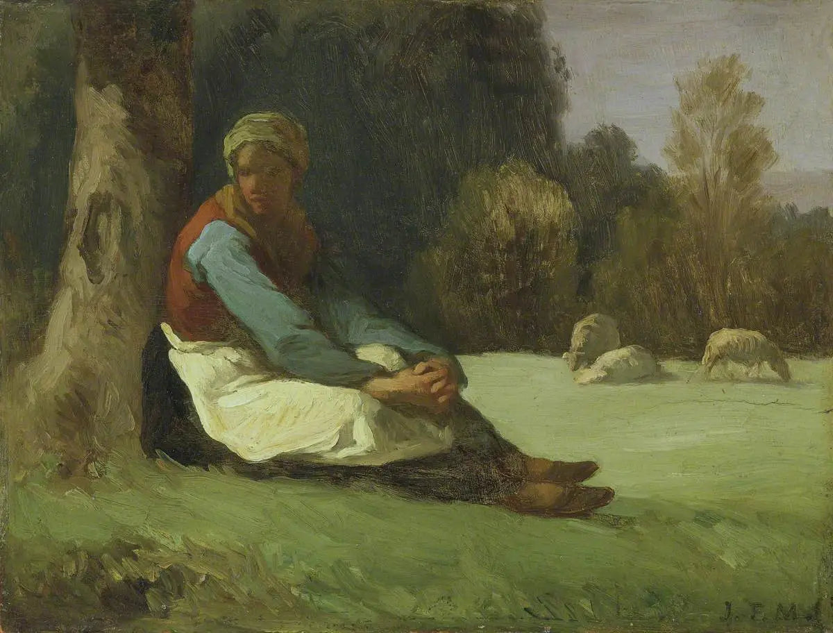 Bergère assise - Jean-François Millet image 1 copie de tableau peinte à la main