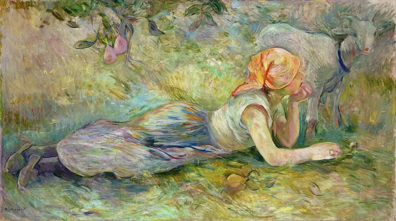 Bergère couchée - Berthe Morisot image 1 tableau peint à l’huile sur toile