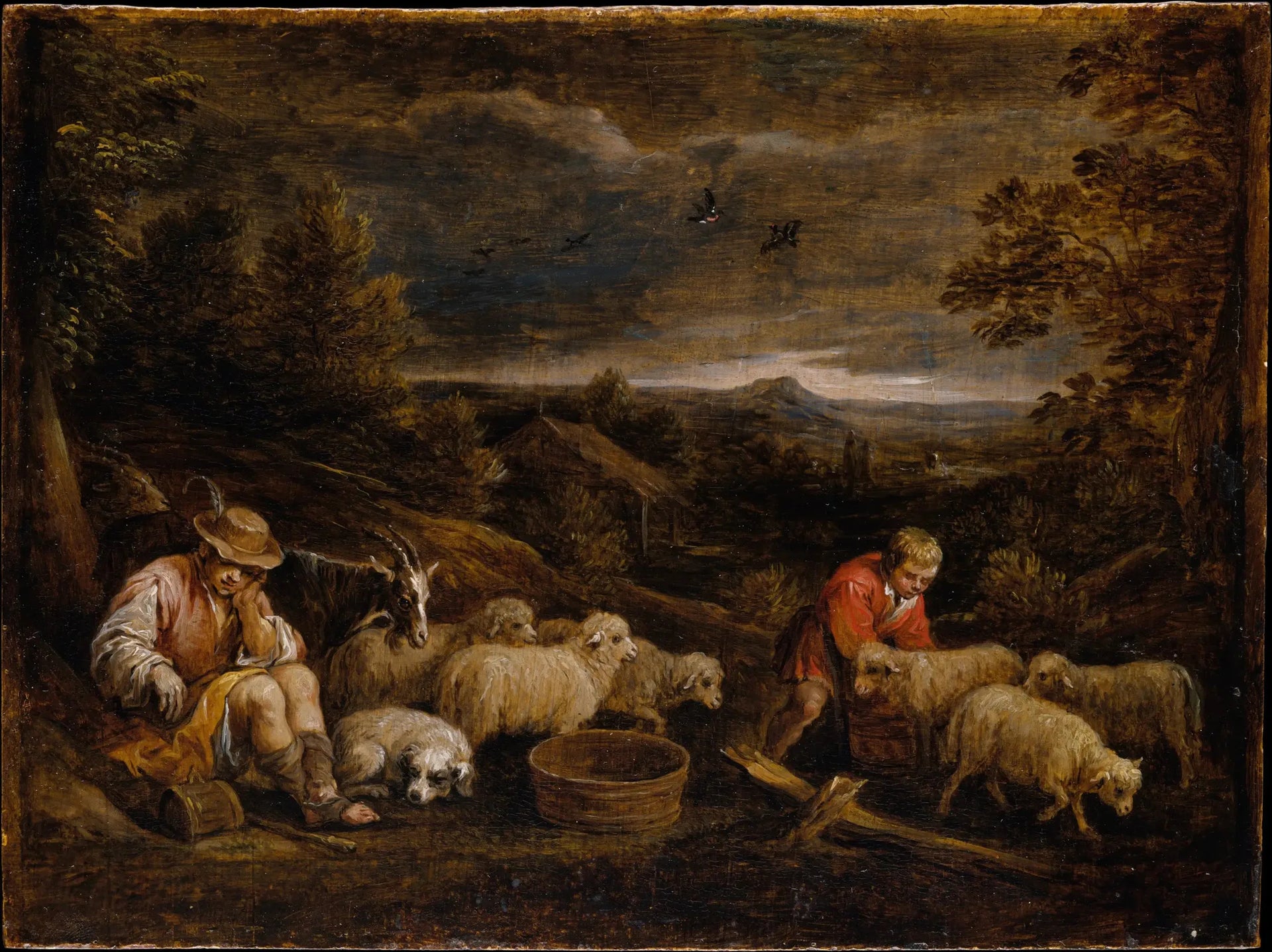 Bergers et moutons - David Teniers le Jeune image 1 reproduction d’œuvre d’art à l’huile