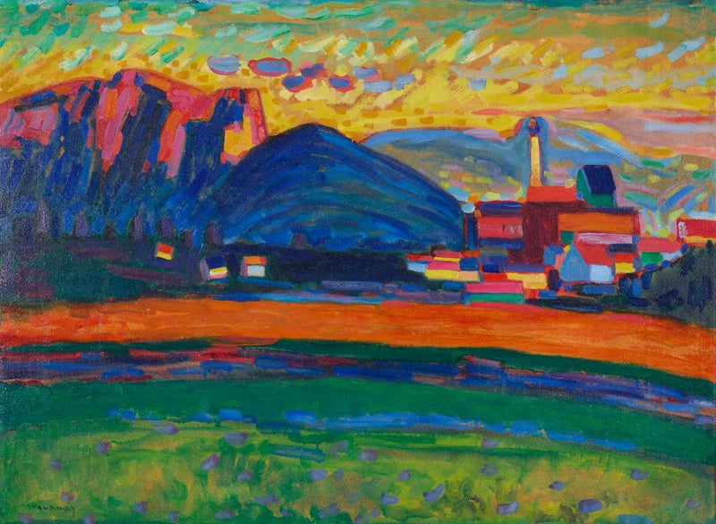 Berglandschaft mit Dorf I - Vassily Kandinsky