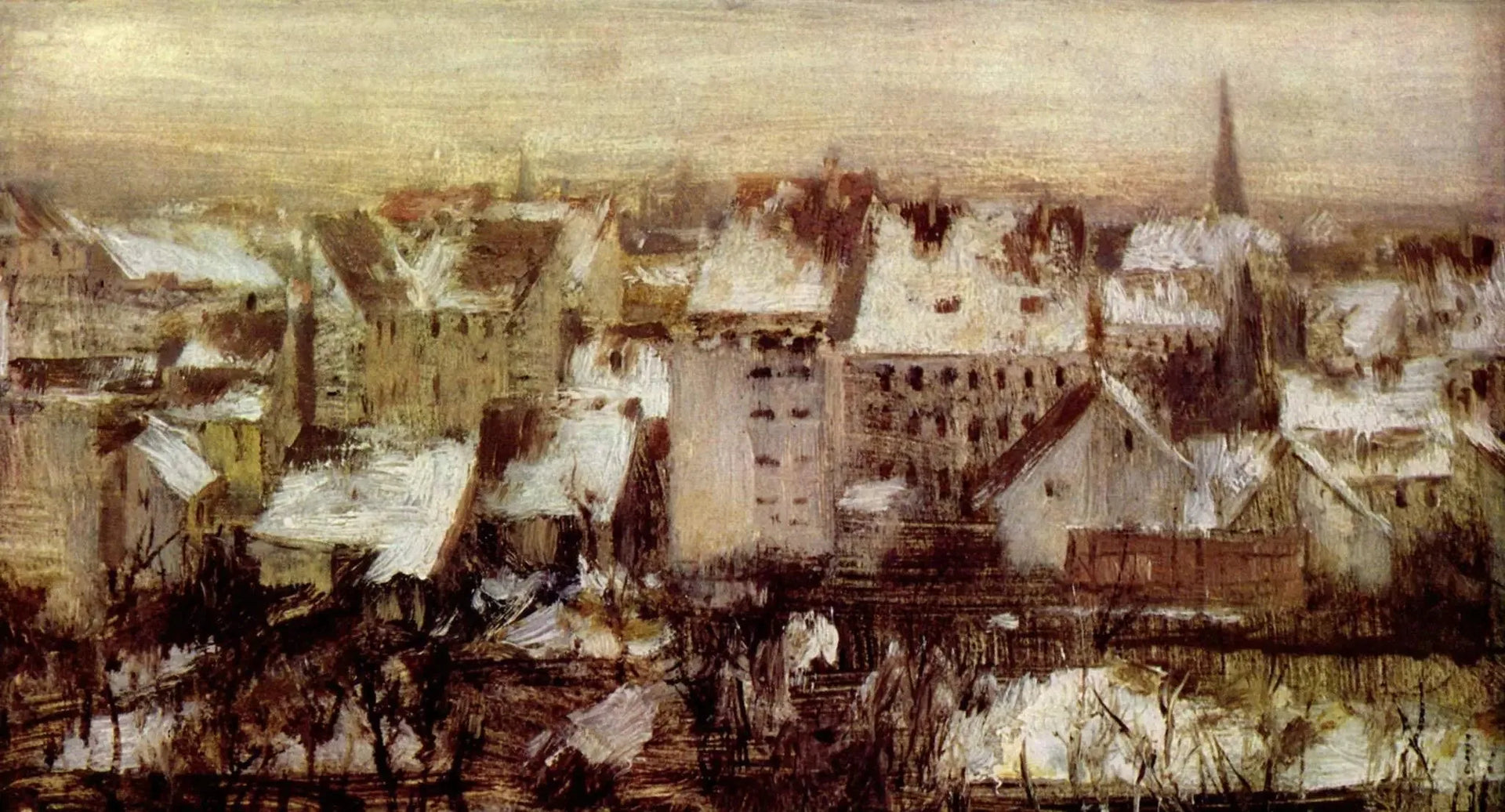 Berliner Hinterhäuser im Schnee - Adolph von Menzel image 1 copie de tableau peinte à la main