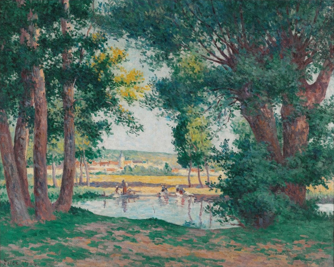 Bessy-Sur-Cure, les Lavandières au Bord de l'Eau - Maximilien Luce image 1 reproduction d’œuvre d’art à l’huile