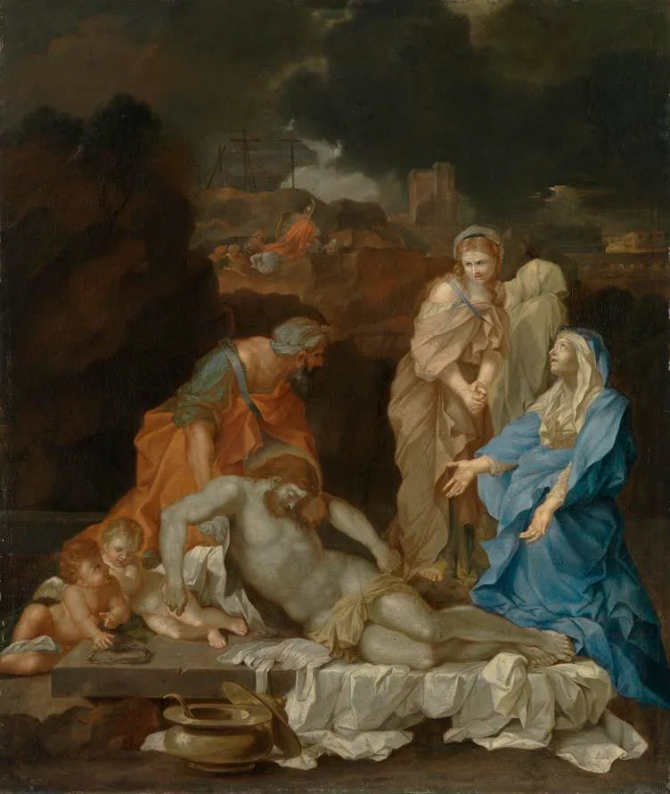 Beweinung Christi am Grabe - Sébastien Bourdon image 1 tableau peint à l’huile sur toile