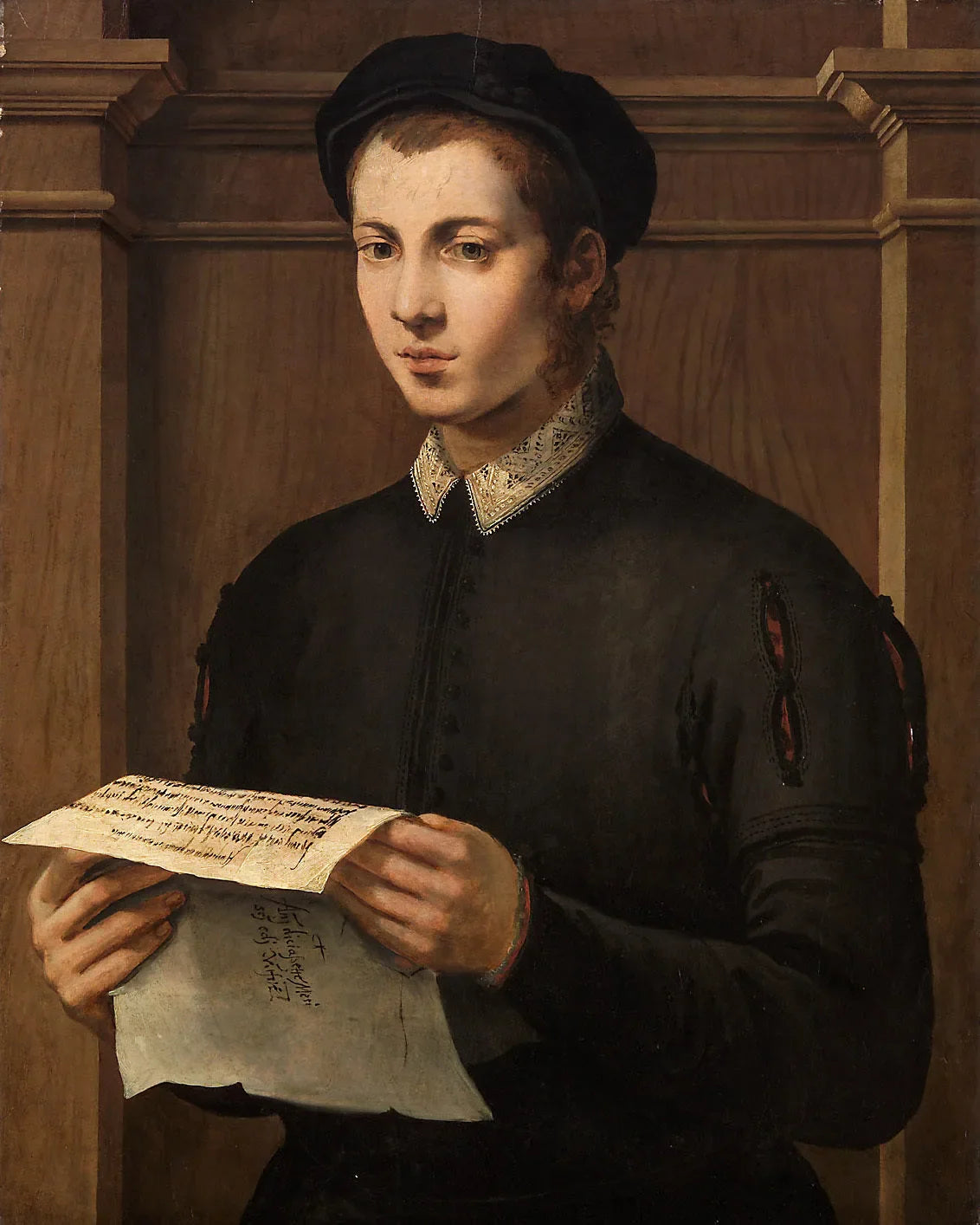 Bildnis eines Jünglings mit Brief - Francesco Salviati image 1 reproduction artisanale de tableau