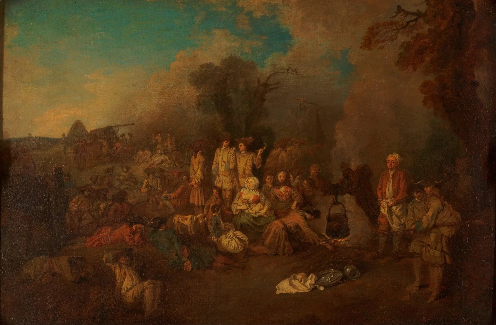 Bivouac - Antoine Watteau image 1 copie de tableau peinte à la main