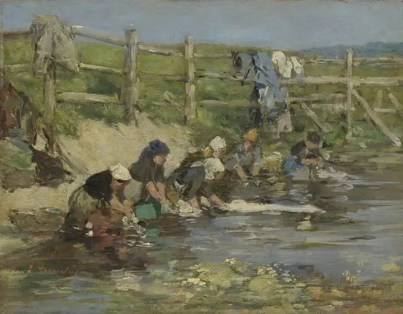 Blanchisseuses au bord d'un ruisseau - Eugène Boudin