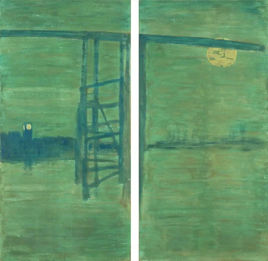 Bleu et argent : écran, avec le vieux pont de Battersea - James Abbott McNeill Whistler